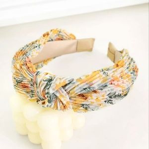 Mariella Pleated Floral Topknot Headband - Yellow